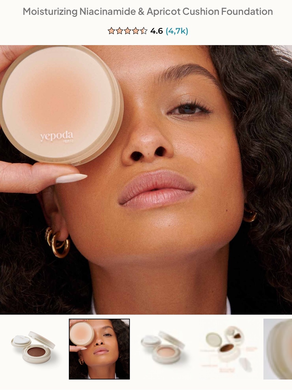 Yepoda the Dewy Day moisturizing niacinamide & apricot cushion Foundation N5C